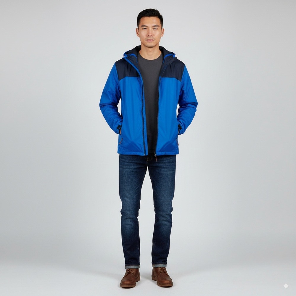Hawke & Co Sport Men's Blue Hooded‎ Windbreaker Jacket Size Small Performance